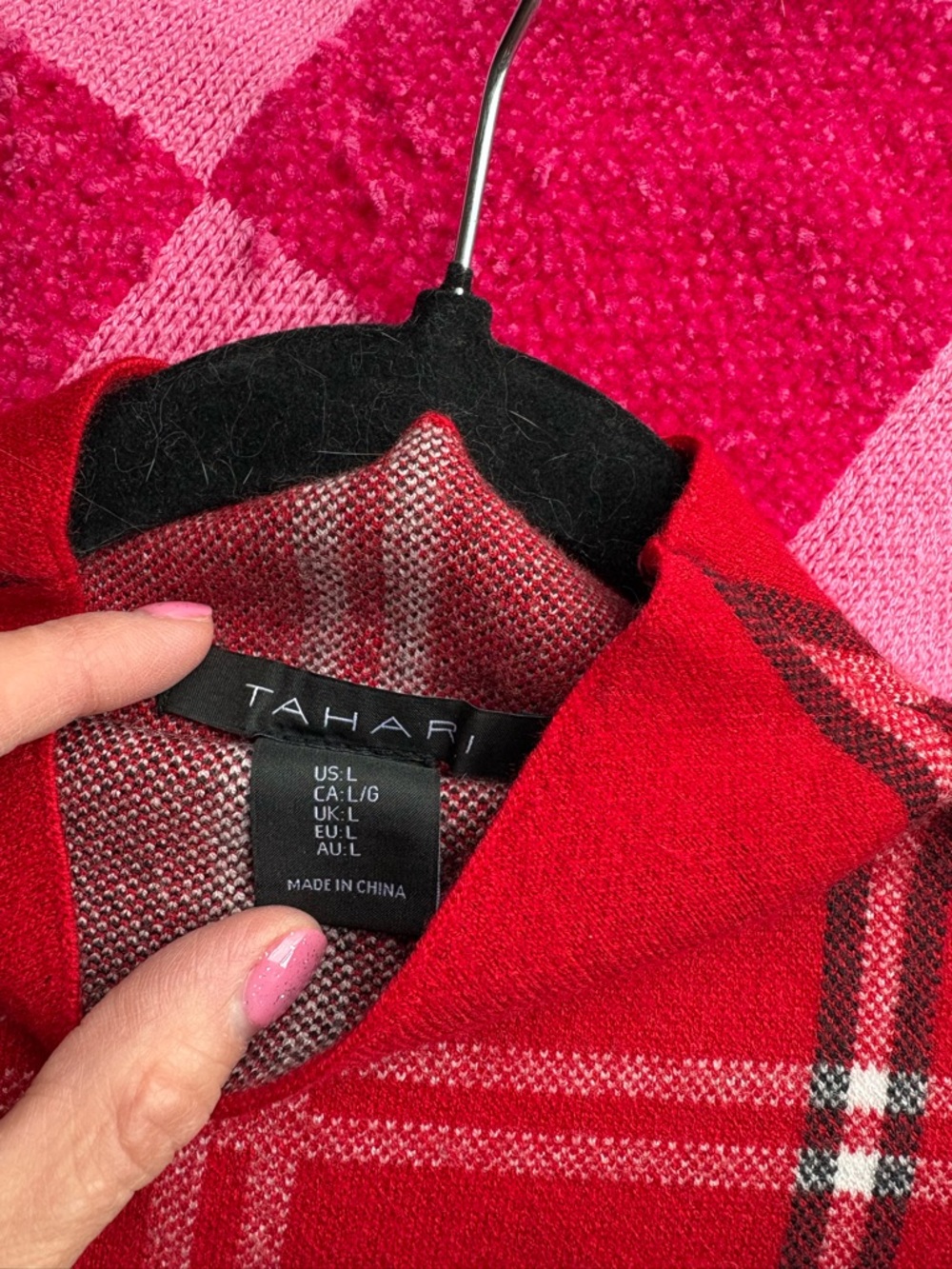 Tahari Red Plaid Turtleneck Sweater - Picture 4 of 5